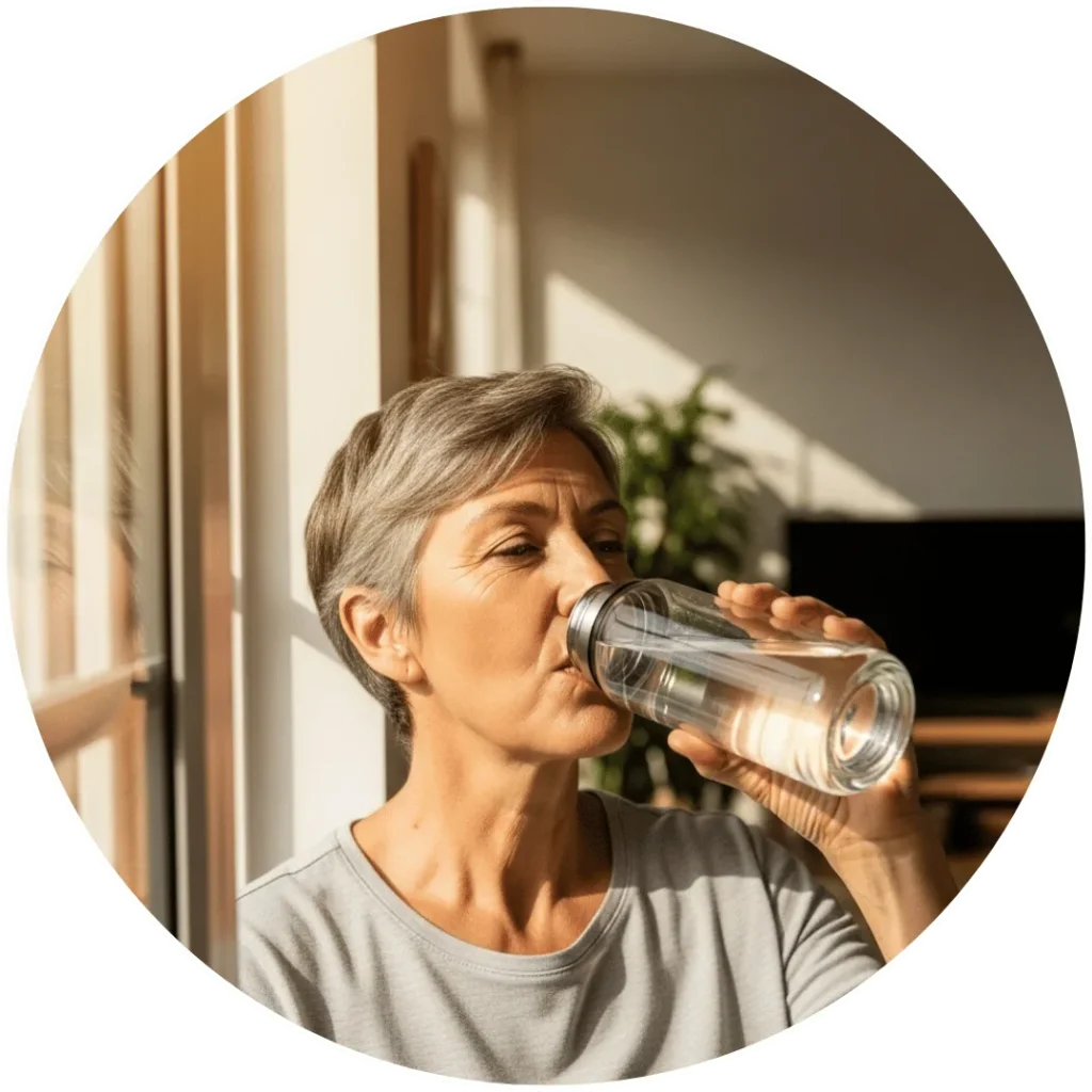 Wanita dewasa minum air putih saat merasa haus